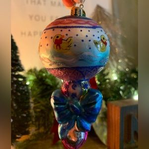 Vintage ✨ Christopher Radko Ornament- baby rattle